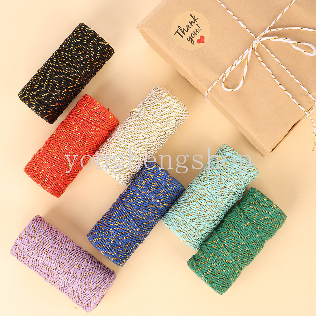 50 เมตร/ม้วน 1.5 มม.ห่อของขวัญสายไฟ DIY Craft Twine Handmade ด้ายฝ้ายแท็กเชือก Christmas Party Supplies ตกแต่งริบบิ้น