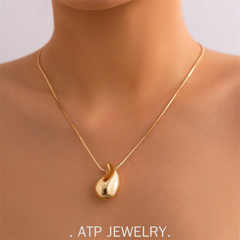 ATP สร้อยคอจี้ทรงหยดน้ําชุบ 18K · โซ่หยดน้ําสแตนเลส