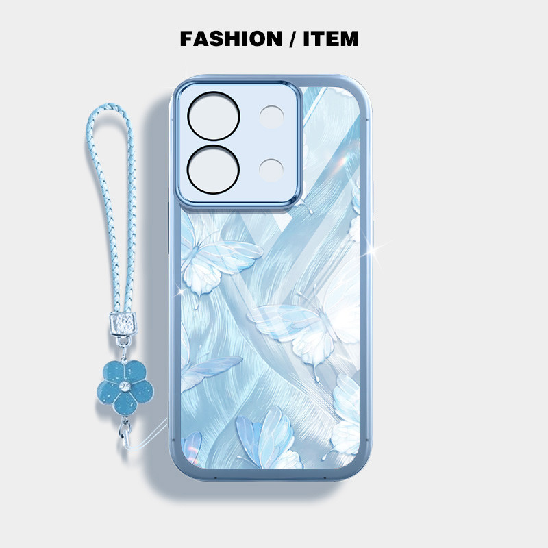 แฟชั่น Dreamy Feeling เคสโทรศัพท์ Xiaomi Redmi Note 13 Pro 4G 5G Note 13 Pro Plus Note 13R Pro 5G Poco M6 Pro 4G X6 Pro 5G X6 Neo ปลอกโปร่งใสพร้อมเชือกแขวนดอกไม้เชือก