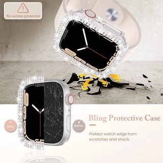 สําหรับ Apple Watch 40/41/44/45 มม.38 มม.42 มม.49 มม.สําหรับ iwatch กระจกนิรภัยเพชรกรณีฝาครอบปลอก
