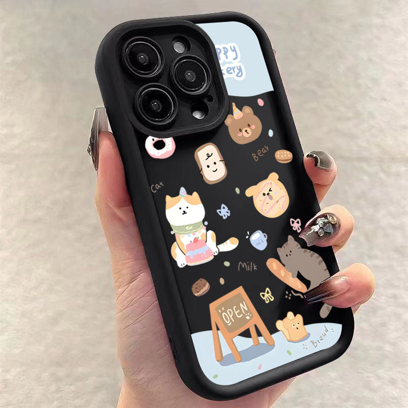 SAMSUNG น่ารักขนมปังแมวเคสโทรศัพท์สําหรับsamsung S24 S23 Ultra S23 FE S22 S21 Plus S20 S21 FEสัตว์น่ารักน่ารักกันกระแทกนุ่มฝาครอบป้องกัน - รูปที่ 3