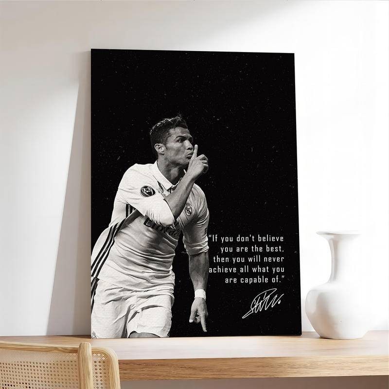ชื่นชมฟุตบอลอัจฉริยะ Ronaldo ในโปสเตอร์ที่ไม่มีใครเทียบได้: ไม่มีโปสเตอร์กรอบสําหรับ Art Home Wall Decor โปสเตอร์ผ้าใบ