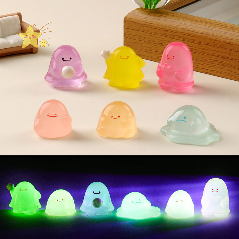 [JBTH] สร้างสรรค์น่ารักมินิส่องสว่างขนาดเล็กที่มีสีสัน Ghost Miniature Figurines ภูมิทัศน์ตกแต่ง DIY บ้านอุปกรณ์เสริมเด็กของขวัญ [JB]