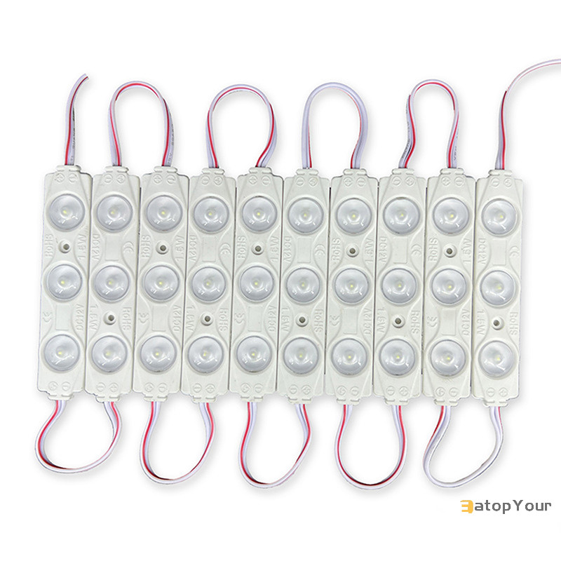 Eatopyour] 20 ชิ้น DC12V SMD 3 LED โมดูลฉีดกันน้ํา IP67 ตกแต่ง 2835 แถบแข็ง สีขาว/แดง/เขียว/น้ําเงิน ใหม่