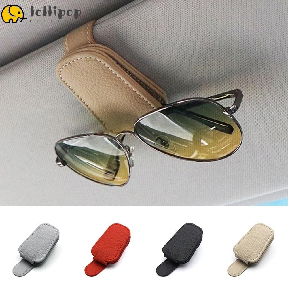 Lollipo1 Auto แว่นตากันแดด Visor ผู้ถือ,แขวน PU หนังรถ Sun Visor แว่นตาคลิป, Universal สนับสนุนแว่นตา Auto อุปกรณ์ตกแต่งภายในแว่นตากันแดดวงเล็บ