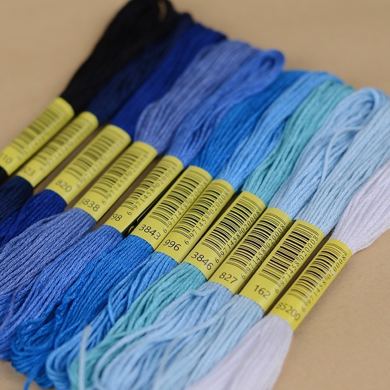 ด้ายปักผ้า DMC 310 B5200 823 162 820 เซ็ต 6 ไจ สีรุ้งพรีเมียม สำหรับงานปักครอสติช DIY ไหมปักผ้า