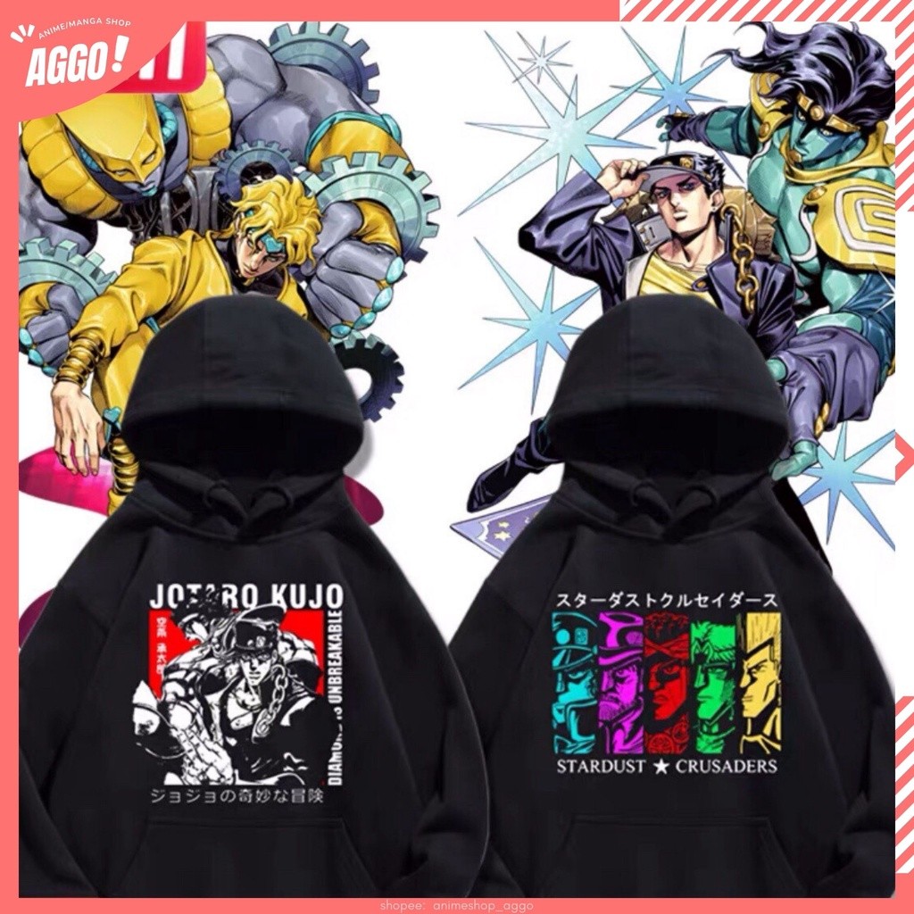 ผ้าฝ้าย Hoodie Jojo Bizarre Adventure อะนิเมะ Felt Hoodie, เสื้อหนาแบบไดนามิกสไตล์อ่อนเยาว์ M-3XL