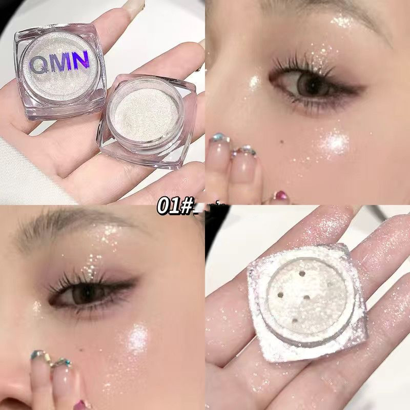 Qmn 3D Monochrome Highlighting Powder Contour Palette Brightening Eyeshadow Mashed Potato Glitter Silkworm