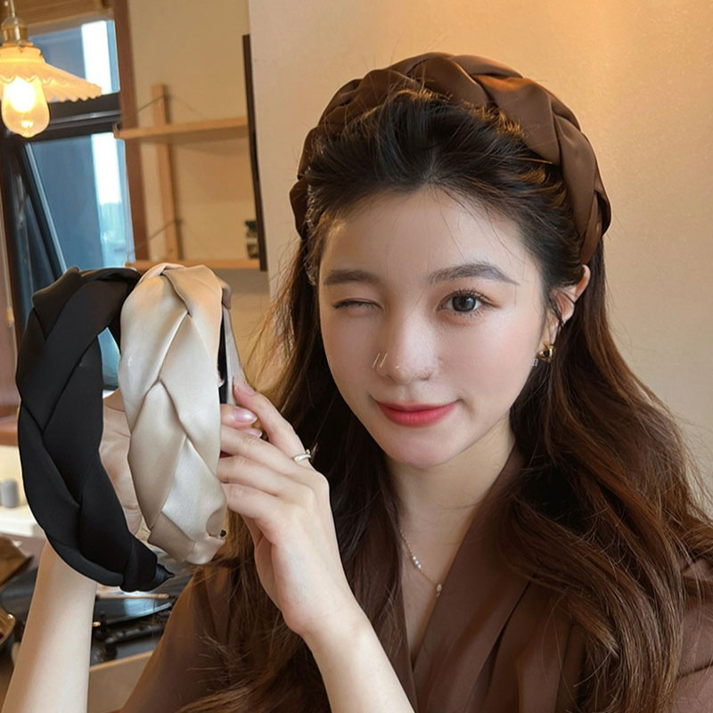 แฟชั่นเกาหลีข้ามหัววงหรูหราซาติน ชม. วงการบิน อุปกรณ์ผมสําหรับสาวหวาน