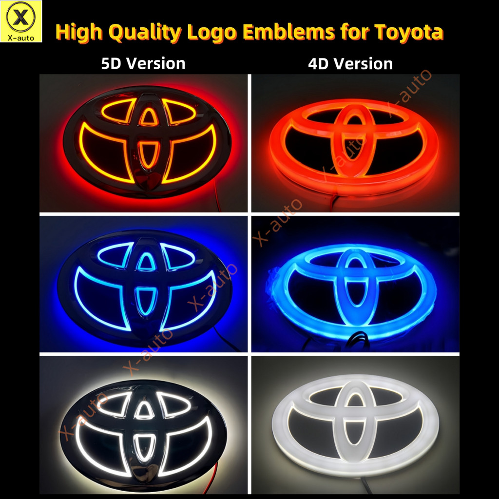 ป้ายโลโก้สัญลักษณ์ LED รถยนต์ Toyota 5D / 4D - โลโก้รถเรืองแสง - เปลี่ยนโลโก้เดิม - การปรับเปลี่ยนรถ - เหมาะกับ Prado, Rav, Vios, Corolla, Wish, Hiace, Hilux