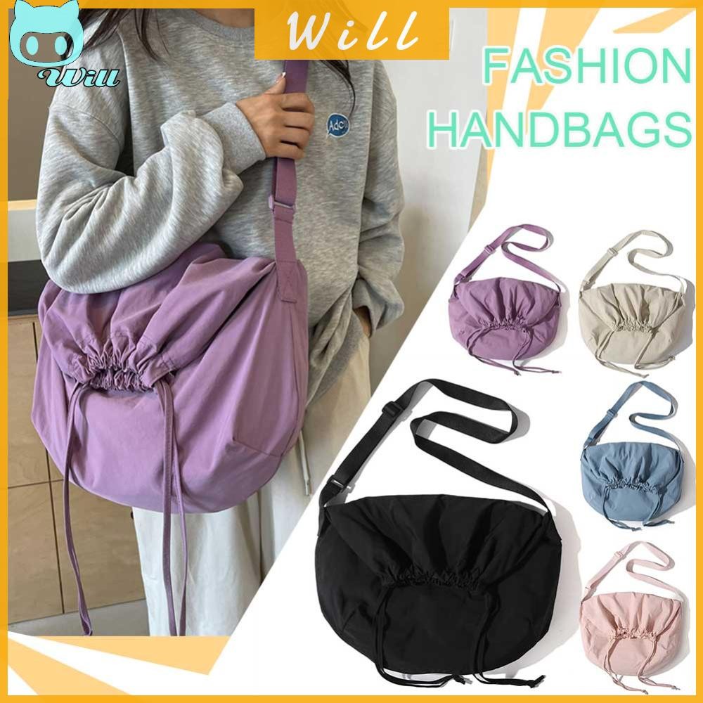 วิล ผู้หญิง Casual Satchel สายรัดปรับได้ Drawstring Sling กระเป๋าเดินทางหญิง