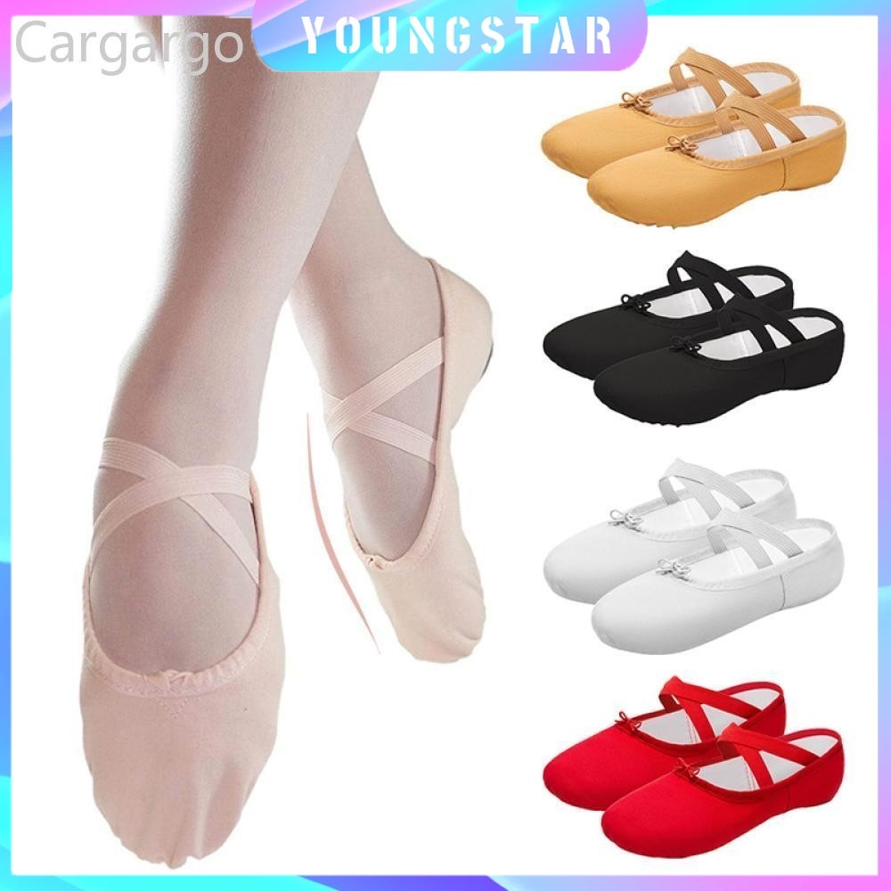 Fyg 1 คู่สาวบัลเล่ต์รองเท้าผ้าใบ Soft Sole Ballerina Dance รองเท้าแตะเด็ก Practise Ballerina E9K7