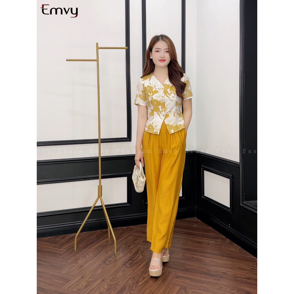 เซตเสื้อ Peplum ผู้หญิงออฟฟิศและกางเกงสุดหรู Emvy Fashion s56