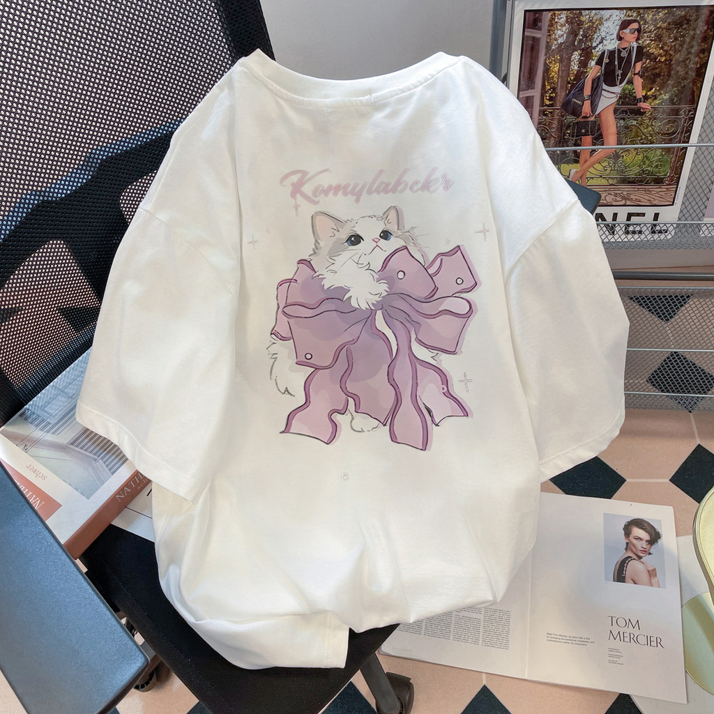 COD (จัดส่งในกรุงเทพฯ) MAO Shop เสื้อยืด ลูกแมวการ์ตูนน่ารัก ผ้าคอตตอน100% S-3XL เสื้อลายแมวเสื้อยืดแมว#52193