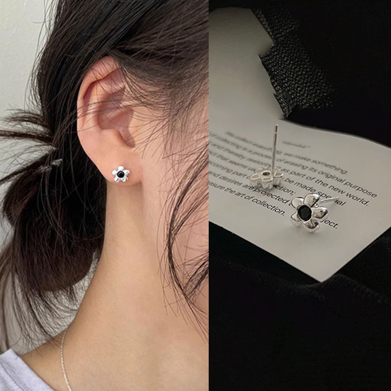 S925 ต่างหูดอกไม้ชุบเงินหู Studs PIercing เครื่องประดับอุปกรณ์เสริม