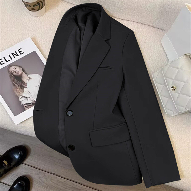 Black single-breasted small suit women's spring and autumn new Korean coat women's 2024 Internet cel