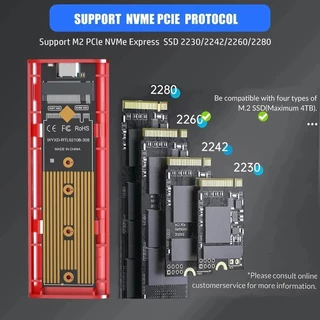 กล่องหุ้ม SSD M.2 10Gbps NVMe SATA ใช้ได้กับอะแดปเตอร์ NGFF NVMe PCIe SATA กล่องหุ้ม M.2 พร้อมเครื่องอ่านอะแดปเตอร์ USB C 3.1 Gen 2 ฟรี พร้อมสาย A-C