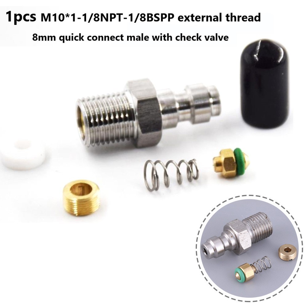 [AMZ]วาล์วเชื่อมต่อชาย 8 มม. ไส้ PCP พร้อมวาล์ว M10*1 1/8NPT 1/8BSPP