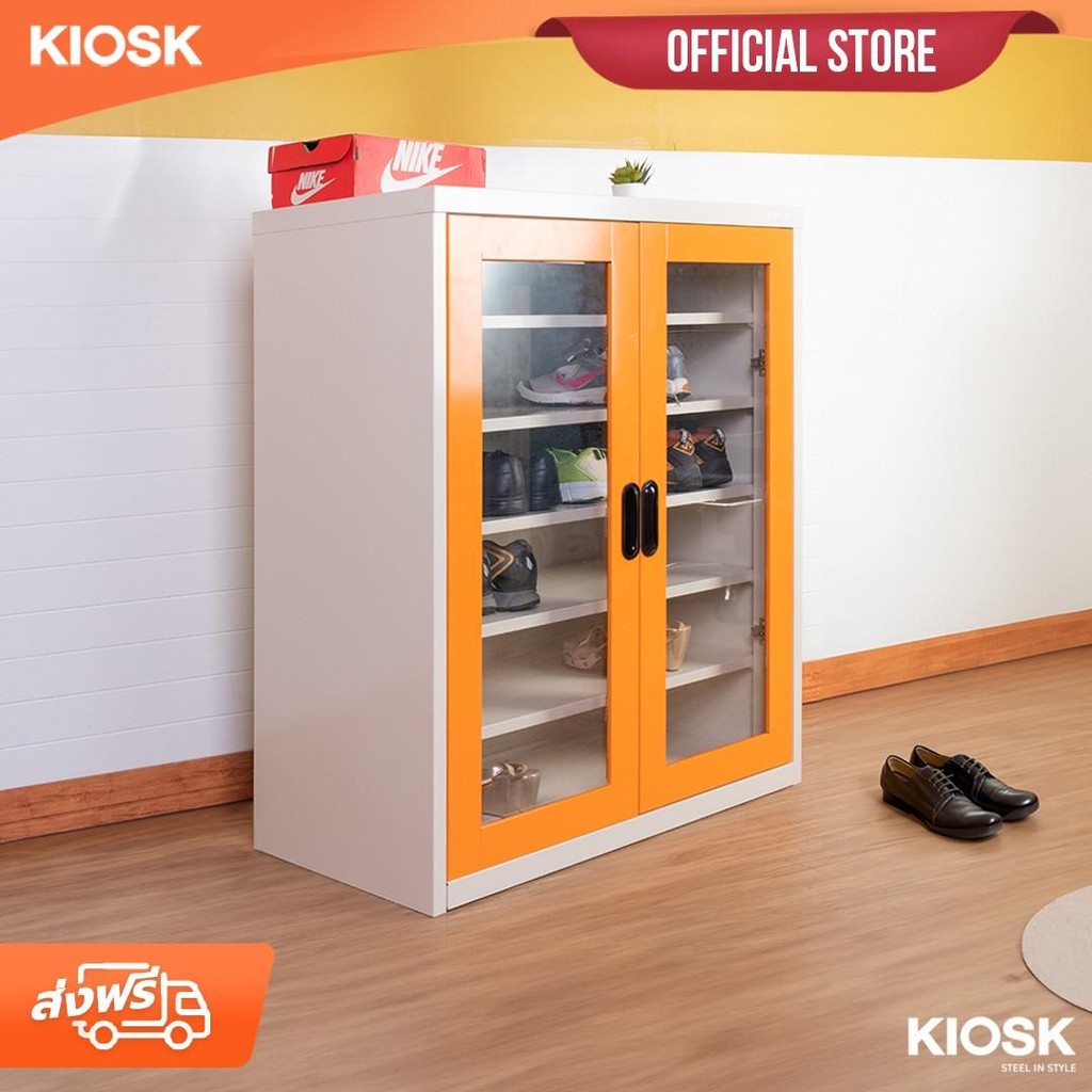 [จัดส่งพร้อมติดตั้งฟรี] KIOSK - ตู้รองเท้าMAX บานเปิดกระจก ลึก 40.7 ซม