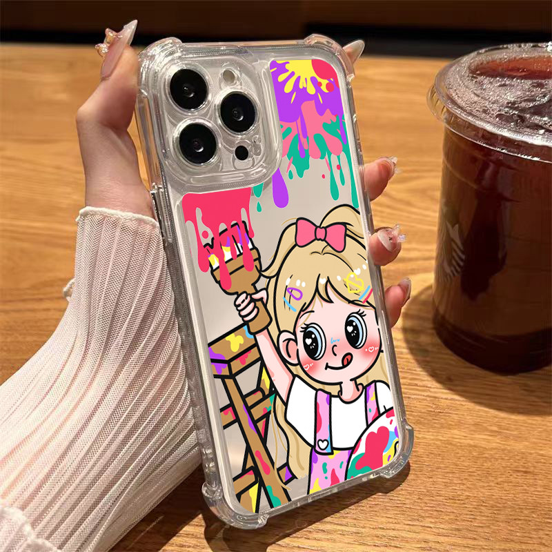 นิ่มกันกระแทกเคสโทรศัพท์ เคสสำหรับ ใช้กับ IPhone เคสไอโฟน11 13 14 12 XR 7 8 6 Plus X XS 15promax สาวกราฟฟิตี คู่รัก