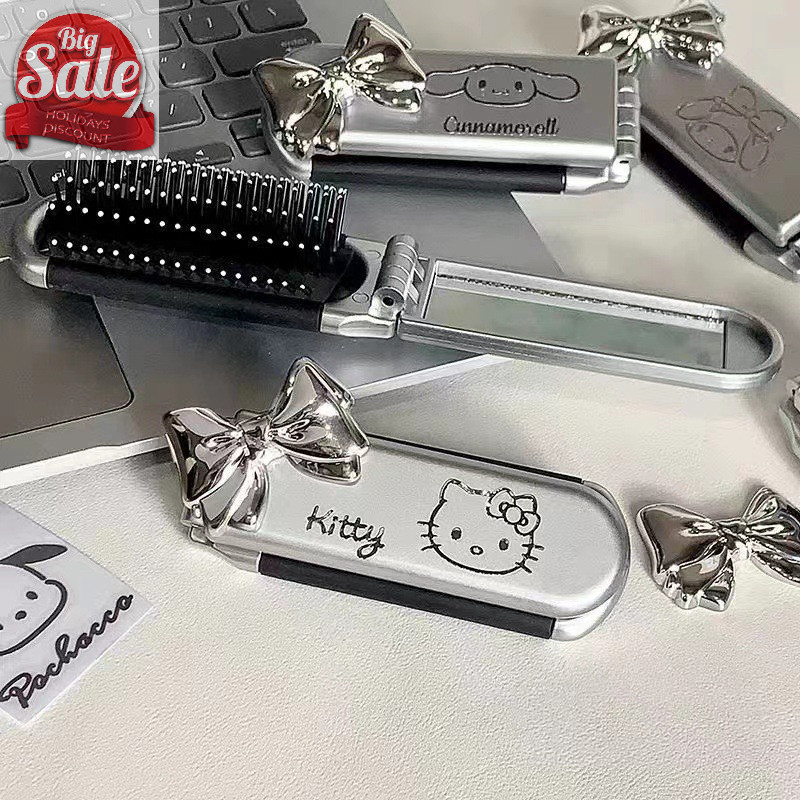 Af Sanrio การ์ตูนน่ารักพับ Air Cushion หวีผู้หญิงนวดหนังศีรษะหวีแบบพกพาแปรงผม Hairdressing เครื่องมือกระจก A