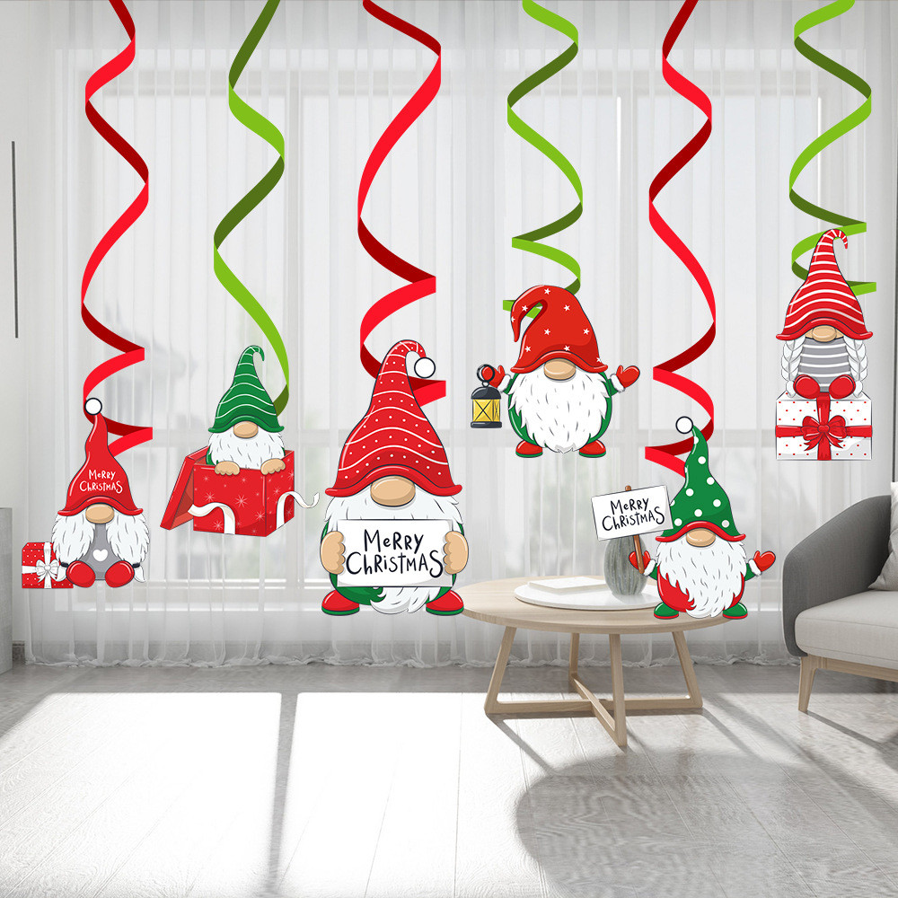 คริสต์มาสเพดาน Gnome Elf ตกแต่งการ์ตูน Santa Claus ดอกไม้เกลียวของขวัญปีใหม่