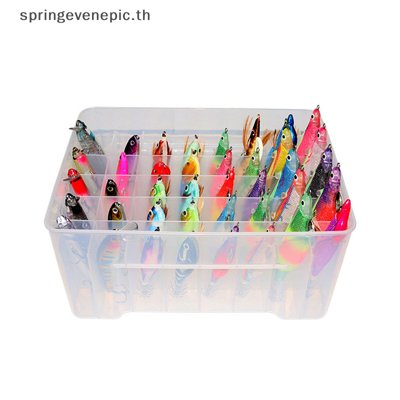 Springevenepic 40 กริดพลาสติกตกปลากล่องเรียงรายกล่อง Webfoot Octopus Egi Storage Organizer กล่องปลาหมึก Jig Hard Lure เครื่องมือทะเลกรณีใหม่