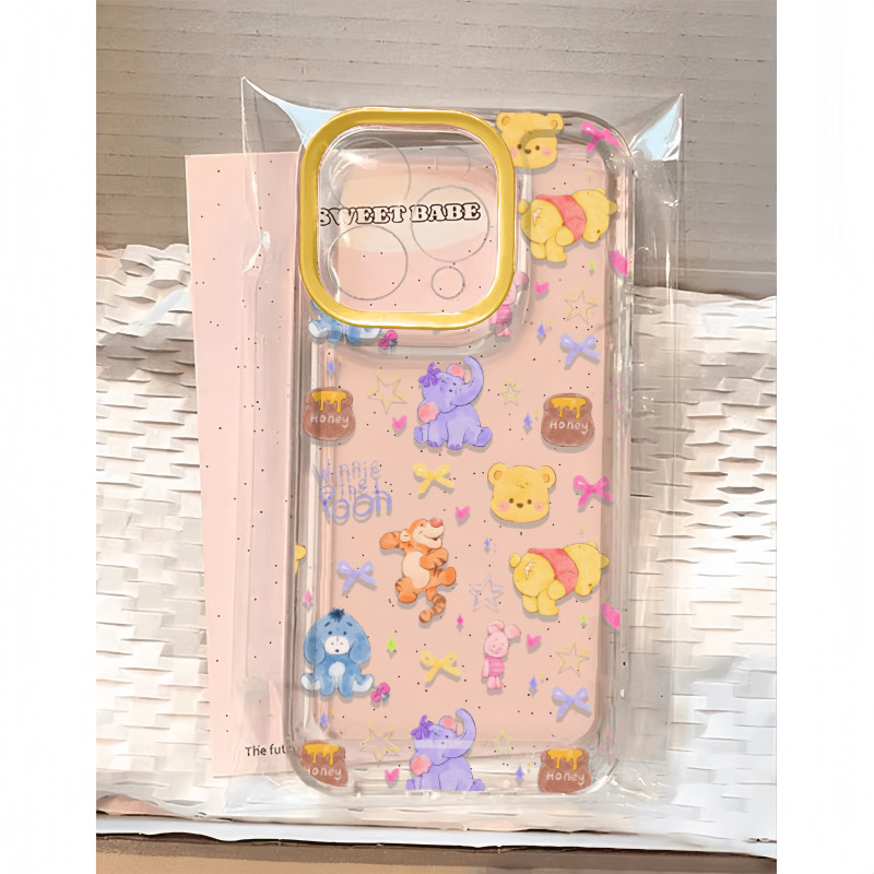 Ins น่ารักสีเหลือง Pooh Bear Puppy โปร่งใสเคสโทรศัพท์สําหรับ iPhone 16 Promax 15 Promax 12 13 Mini 14plus 11 Pro Max X XS XR XS Max 7 8 plus Se2020 6G 6Plus