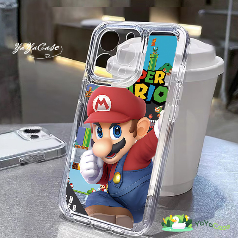 สำหรับ iPhone11 13 Case For เคสไอโฟน15 14 12 Pro Max 15 7 8 Plus X XR XS MAX Super Mario TPUซิลิโคนนุ่ม โปร่งใสอวกาศเคส
