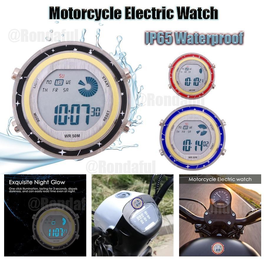 รถจักรยานยนต์นาฬิกาดิจิตอลนาฬิกาหน้าปัดเรืองแสงกันน้ํารถจักรยานยนต์ติดนาฬิกา asdiuth