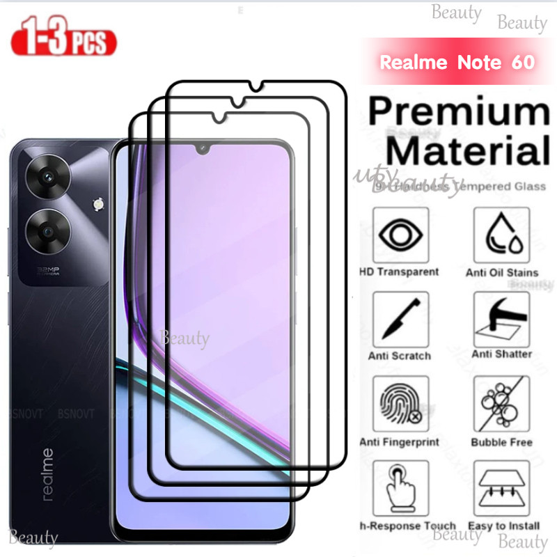 สําหรับrealme Note60 ป้องกันหน้าจอสําหรับRealmeหมายเหตุ 60 50 C63 C61 C51 C53 C65s Note50 Note60x MENote60 9Hความแข็งคลุมทั้งหมดกระจกนิรภัยใสRealmeNote60 HDฟิล์มป้องกันกระจก