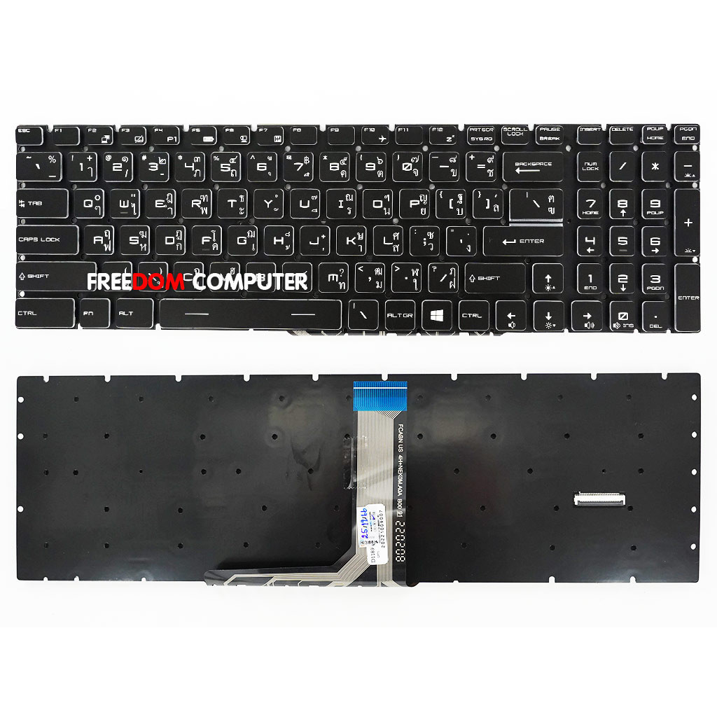 คีย์บอร์ด MSI GL75 GP75 GE75 ไทย อังกฤษ (แกะเทียบไฟ Backlight ก่อนสั่ง) KEYBOARD