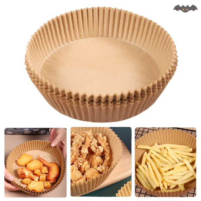 [PE] Air Fryer กระดาษแบบใช้แล้วทิ้ง Liner Non-Stick Mat Steamer Round Paper Baking Mats TH