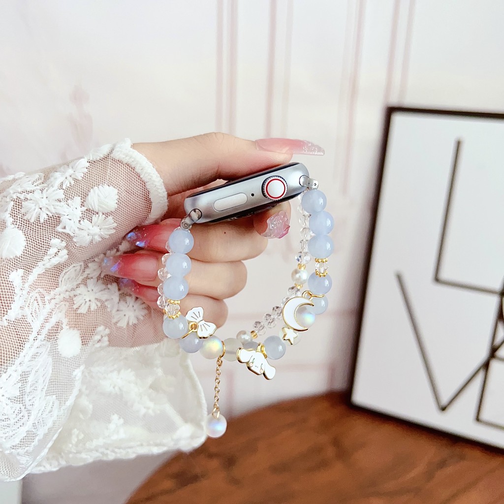 Candy สีสไตล์สําหรับ i-Watch Band 45 มม.41 มม.40 มม.44 มม.Pearl Chain Clause สายนาฬิกา i-Watch Serie