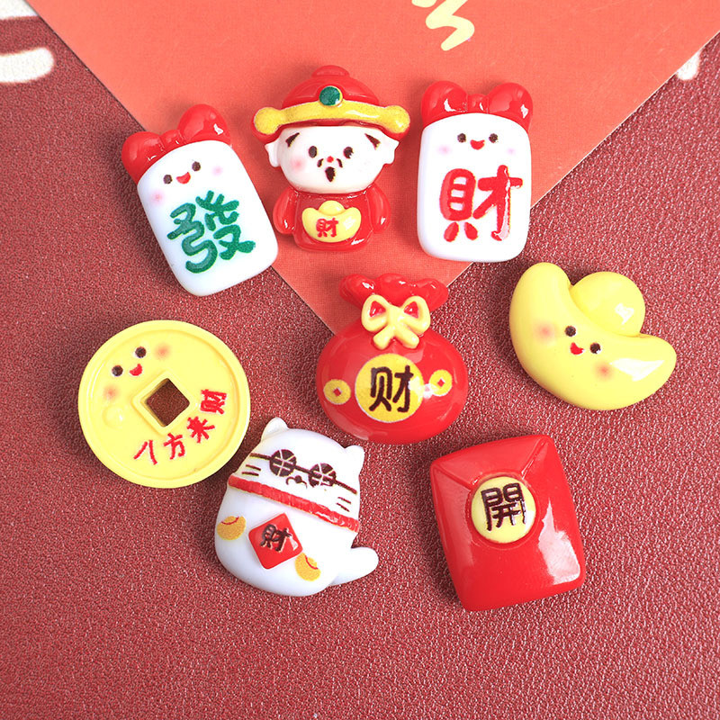 อุปกรณ์เรซิน DIY เงาปีใหม่การ์ตูนตกแต่ง 3D Patch DIY ครีมกาวเคสโทรศัพท์อุปกรณ์เสริม DIY Handmade กิ๊บติดผมเด็กวัสดุ