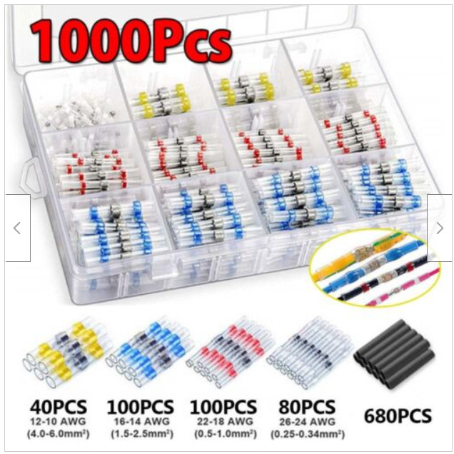 ขั้วต่อการเชื่อม 1,000 ชิ้น, ขั้วต่อหดความร้อน, ขั้วต่อก้น, ขั้วต่อสายเคเบิล, ชุดการจําแนกประเภท