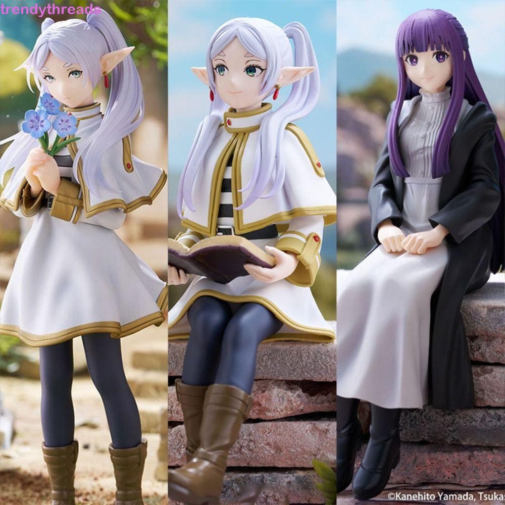 Trendythreads Luminasta Frieren ตุ๊กตา, เครื่องประดับ PVC Frieren Action Figure, น่ารัก Kawaii Beyond Journeys End นั่งเฟิร์นอะนิเมะตุ๊กตาคอลเลกชัน