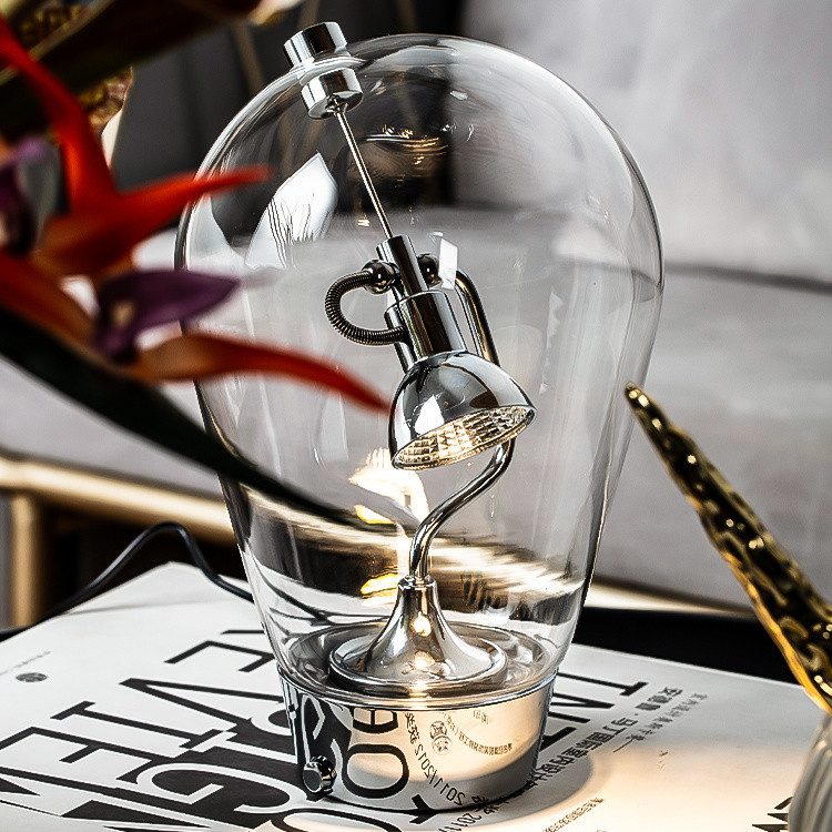 โคมไฟตั้งโต๊ะขนาดเล็กสไตล์อเมริกันย้อนยุค INS สไตล์อุตสาหกรรมสร้างสรรค์บุคลิกภาพโต๊ะทำงานสัมผัสลดแสงบรรยากาศไฟกลางคืน