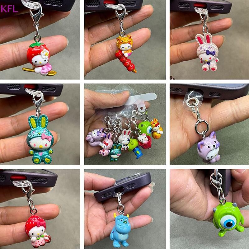 (KFL) Sanrio น่ารักสตรอเบอร์รี่ Hello Kitty พวงกุญแจตุ๊กตา Kawaii Monster โทรศัพท์มือถือจี้ Lanyard กระเป๋าแขวนอุปกรณ์เครื่องประดับขายร้อน