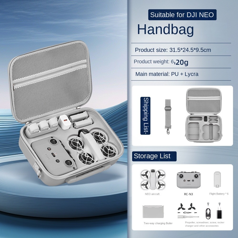เหมาะสำหรับ DJI Neo กระเป๋าเก็บของผู้ทรงอำนาจกระเป๋าสะพายกระเป๋าสะพายข้างกระเป๋าเก็บของแบบพกพากล่องหิ้ว