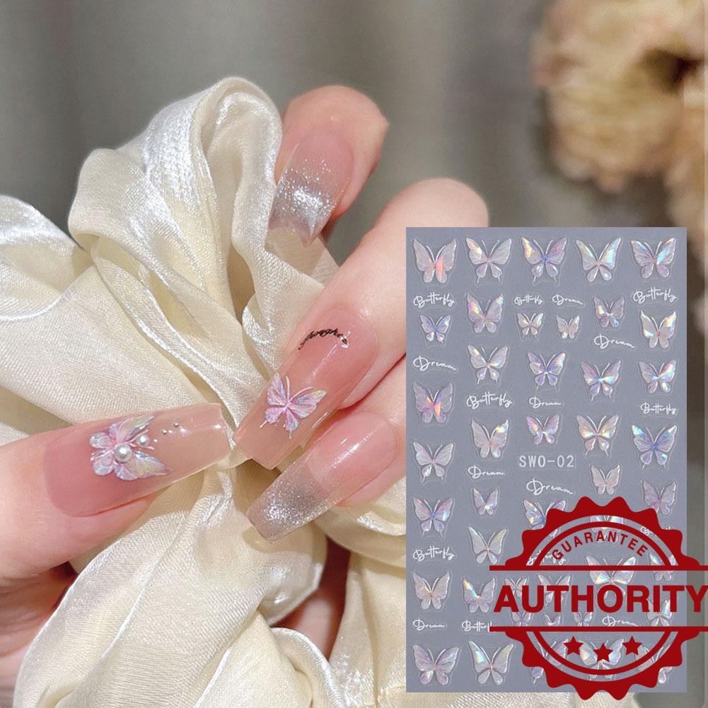 สติ๊กเกอร์ติดเล็บผีเสื้อ Fairy Butterfly Tulip กาวนูน Decals Sliders แต่งเล็บ Diy Z0w4