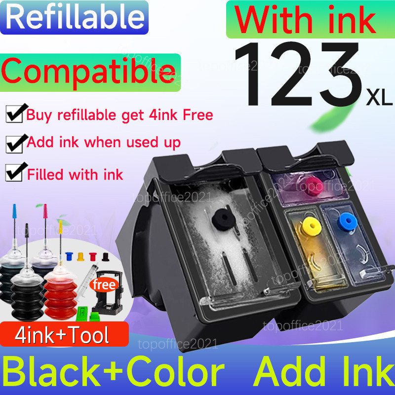 ใช้งานร่วมกับ HP 123 หมึก HP123XL ตลับหมึกรีฟิลสําหรับ HP 1112/2130/2132/2133/2134/2136/2131