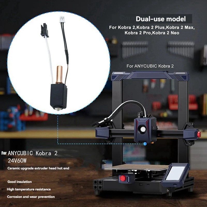 อัพเกรด Hotend Kit สําหรับ Anycubic Kobra 2 Thermistor เครื่องทําความร้อนตลับหมึก 0.4 มม.พิมพ์ Hot End สําหรับ Kobra2 Plus/Neo/Korbra2