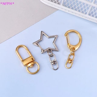 NFPH> 10 ชิ้น Star Pentagram D-shaped Hollow แหวนพวงกุญแจ DIY อุปกรณ์เสริมกุ้งก้ามกรามพวงกุญแจเครื่องประดับทําผลการค้นหาใหม่