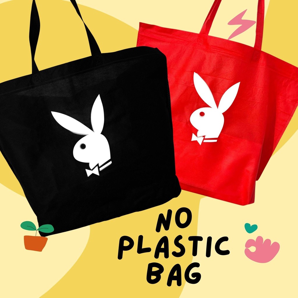 Playboy ถุงผ้าช้อปแบรนด์ถุงผ้าสปันบอนถุงผ้าอเนกประสงค์(เฉพาะลูกค้าที่มียอดสั่งซื้อติดต่อร้านค้าเพื่อขอโค๊ดลดเหลือ 6 บาท)