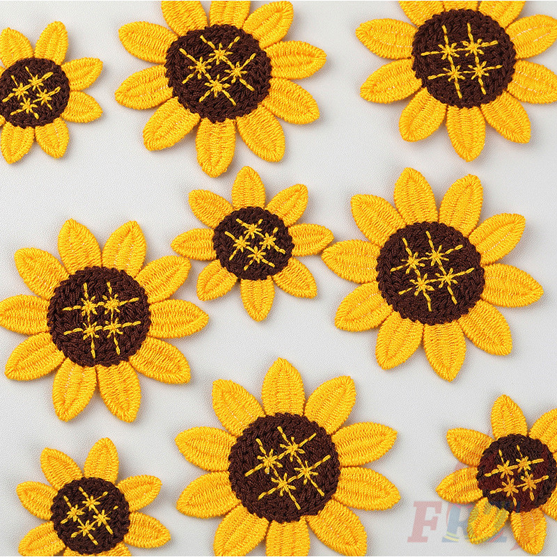 ❀ ปะกับทานตะวัน ❀ 1 PC DIY ผ้า Applique เย็บปักถักร้อยเย็บบนแพทช์อุปกรณ์ตกแต่ง