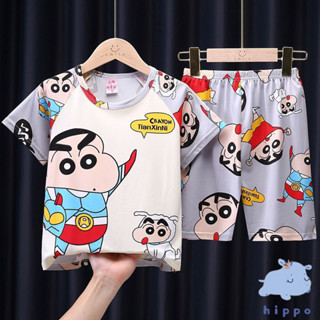 ชุดนอนแขนสั้น แบบบาง เป็นมิตรกับผิวหนัง ลายการ์ตูนชินจัง แฟช…