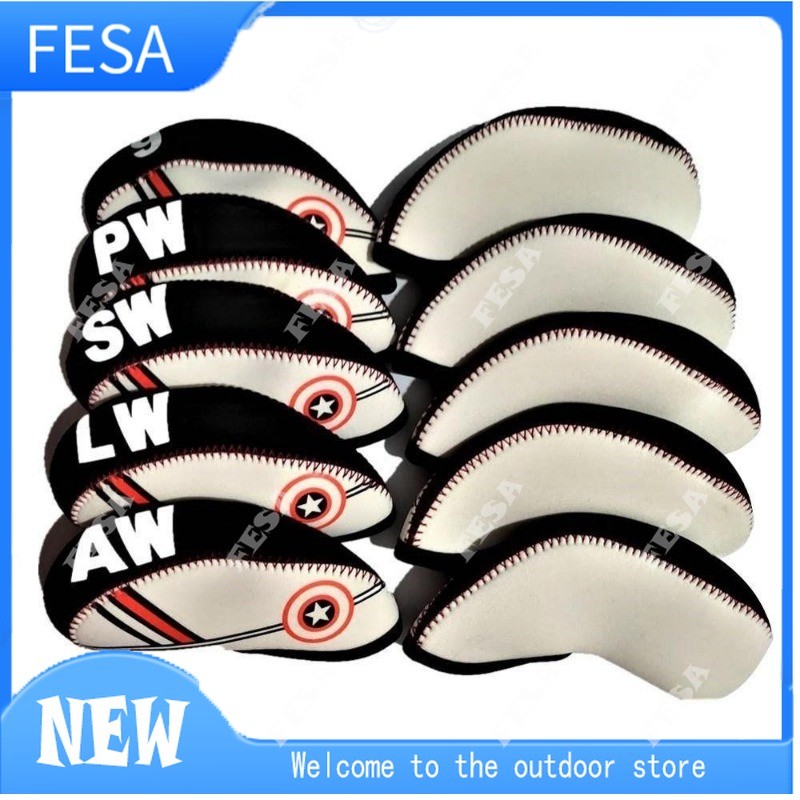 ฝาครอบหัวไม้กอล์ฟปลอกเหล็ก 4 5 6 7 8 9 SW PW LW AW 10 ชิ้นต่อชุด