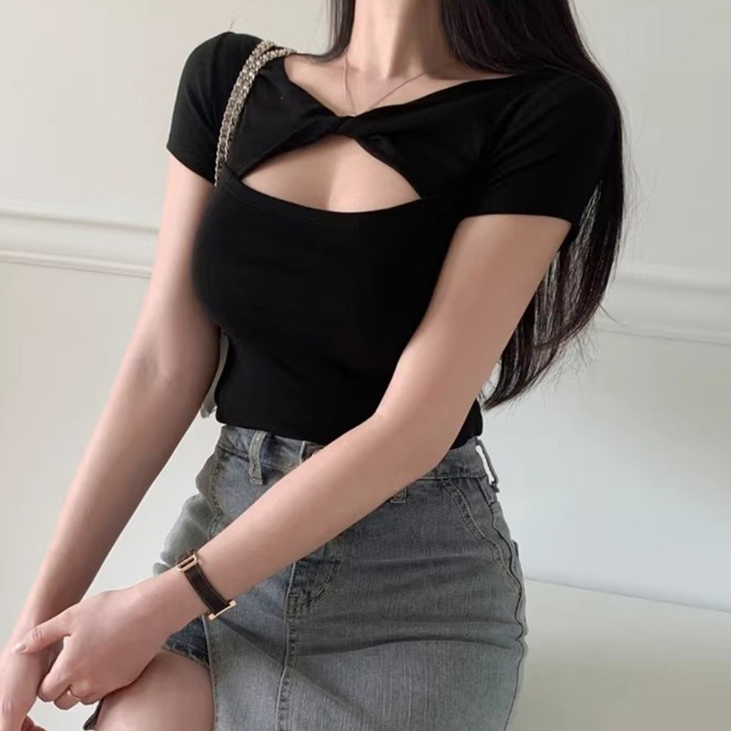 เสื้อยืดคอกลมแขนสั้นลายระบายสำหรับผู้หญิง ดีไซน์ใหม่ - รูปที่ 6