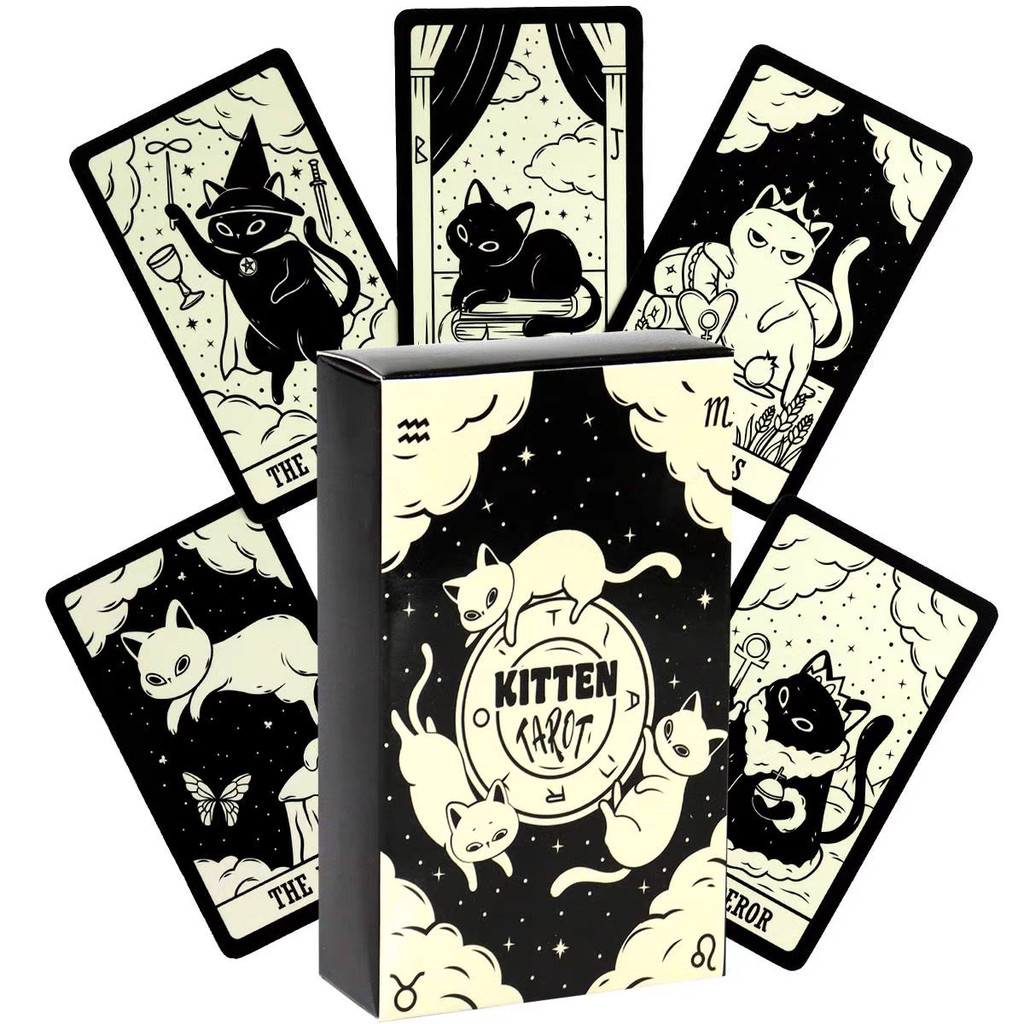 Kitten Tarot Deck 78 ไพ่ทาโรต์น่ารักสําหรับผู้เริ่มต้นไพ่ทาโรต์นักไรเดอร์